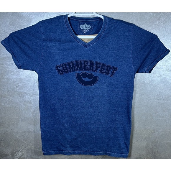 Red Jacket Tops - Red Jacket T- Shirt V Neck Blue Summerfest Size M Women's Short Sleeve Shirt EUC